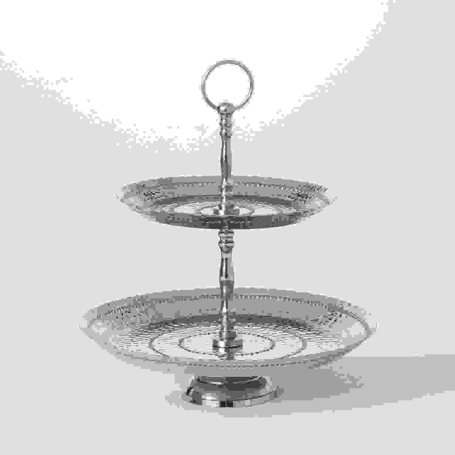 SILVER TIERED TRAY