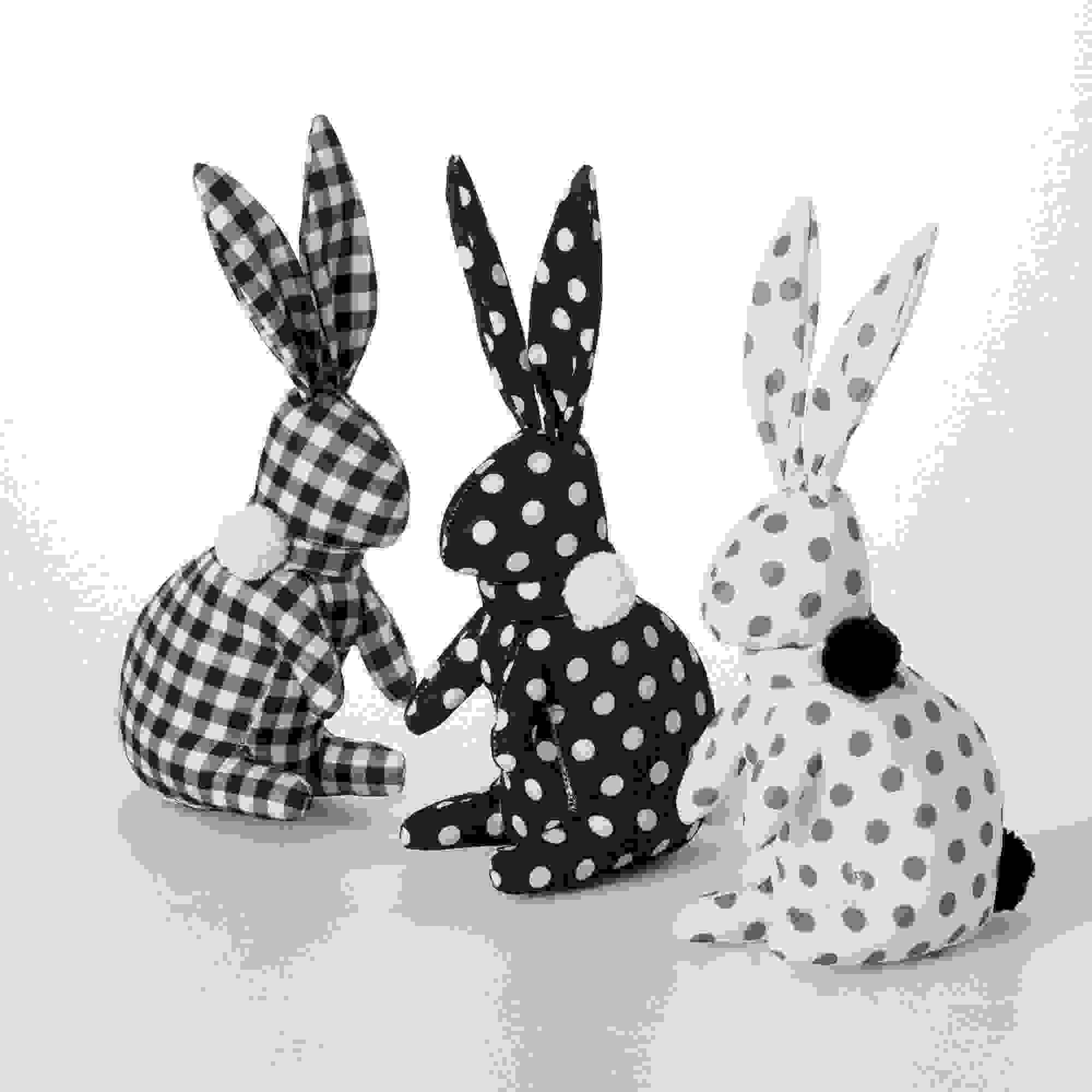 PATTERNED TEXTILE BUNNY TRIO
