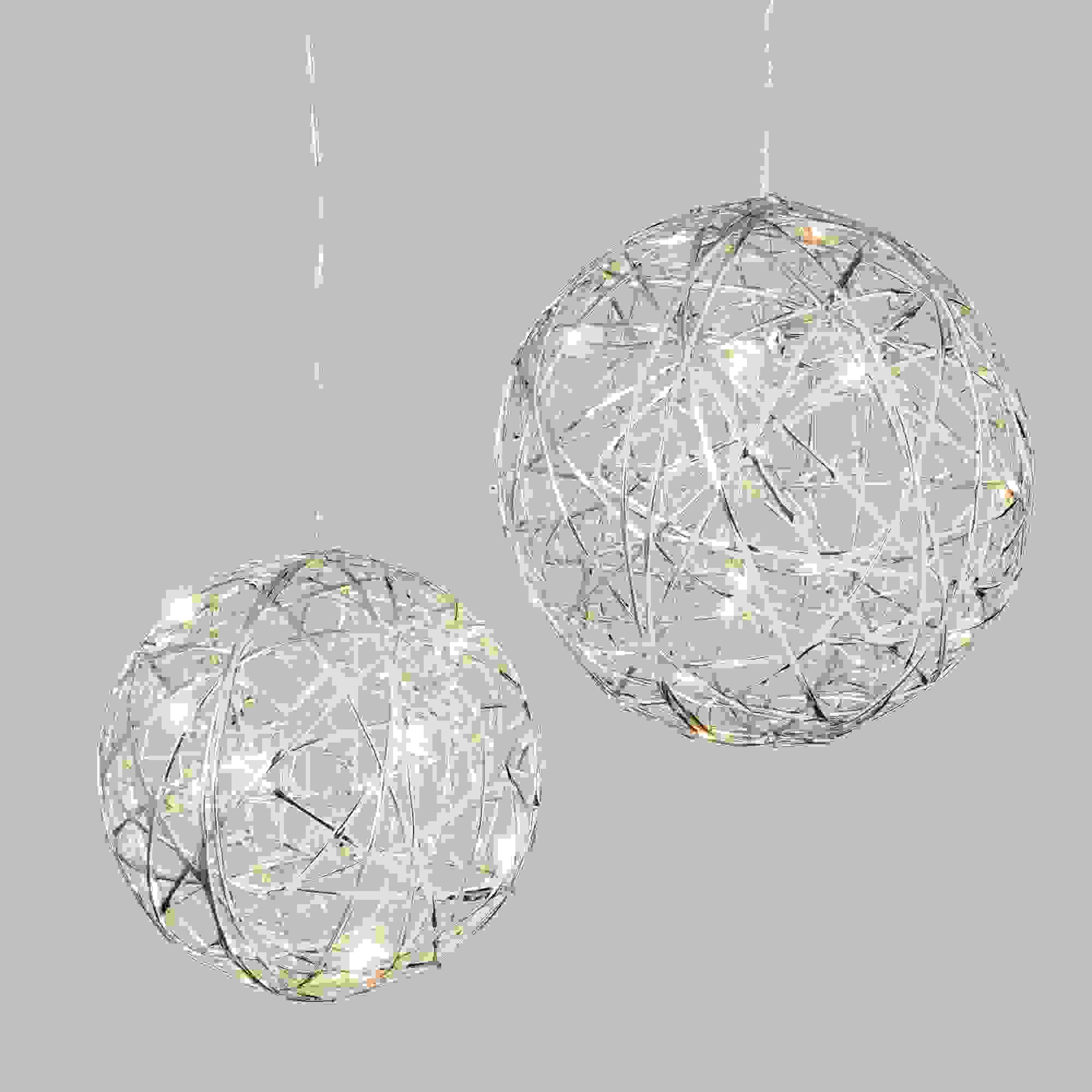 LIGHTED SILVER HANGING GLOBES