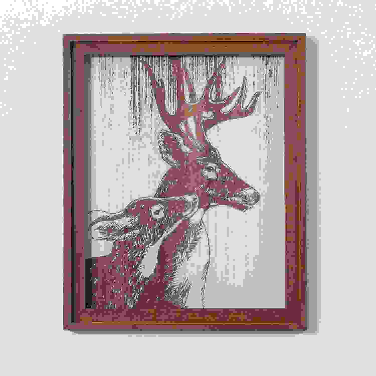 DEER WITH FAWN WALL ART