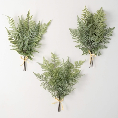 ASSORTED GREEN FERN BUSH SET