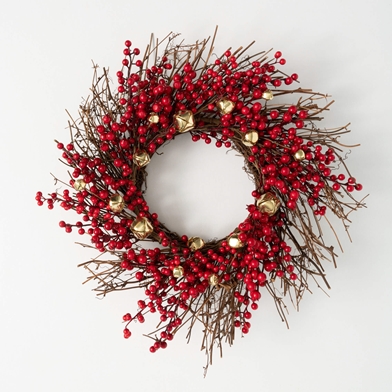 20" BERRY AND BELL WREATH