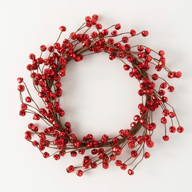 RED JINGLE BELL WREATH 20"