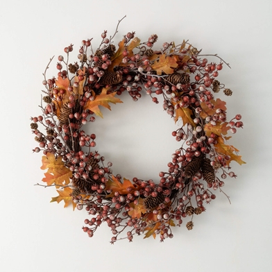 RUSTIC FALL BERRY LEAF WREATH