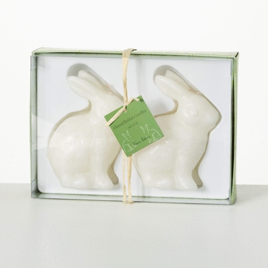 WHITE BUNNY CANDLE SET OF 2