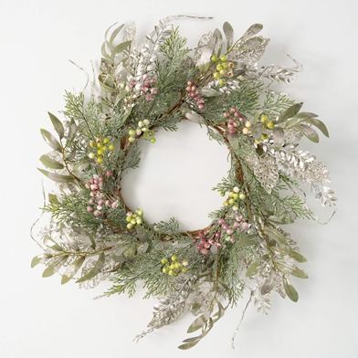 24" PINE AND BERRY WREATH