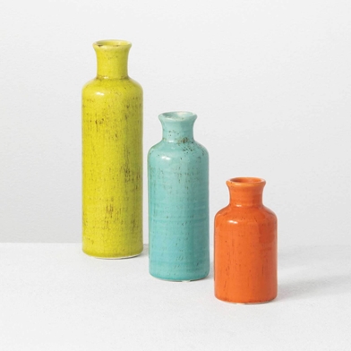 COLORFUL BOTTLE VASE SET OF 3