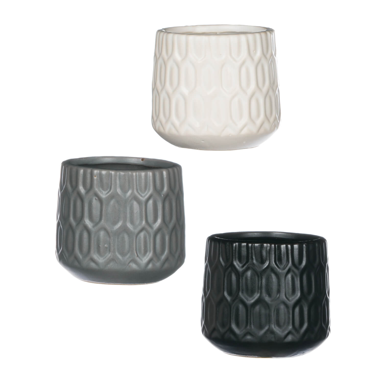 EMBOSSED MINI POT SET OF 3
