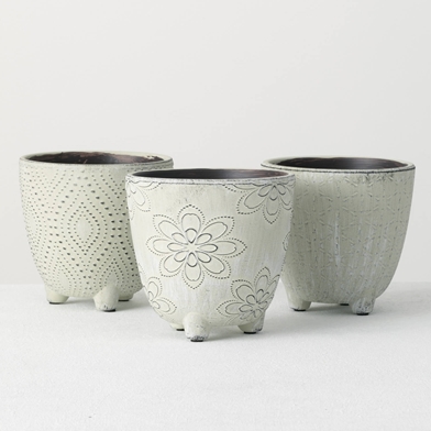 DECORATIVE CERAMIC PLANTER SET