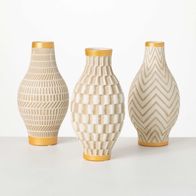 GEOMETRIC GOLD TRIMMED VASES