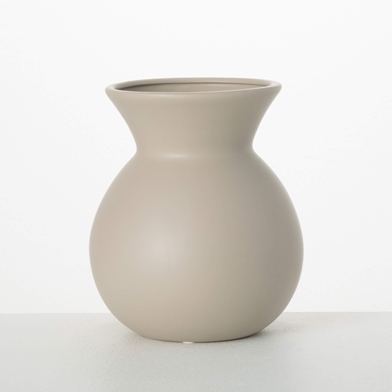 MATTE GRAY HOURGLASS VASE