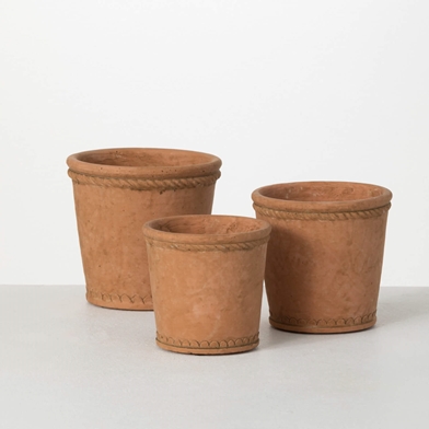 TERRACOTTA CEMENT POT SET OF 3