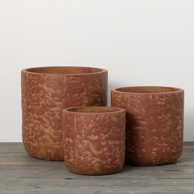 MOTTLED RUST PLANTER SET OF 3