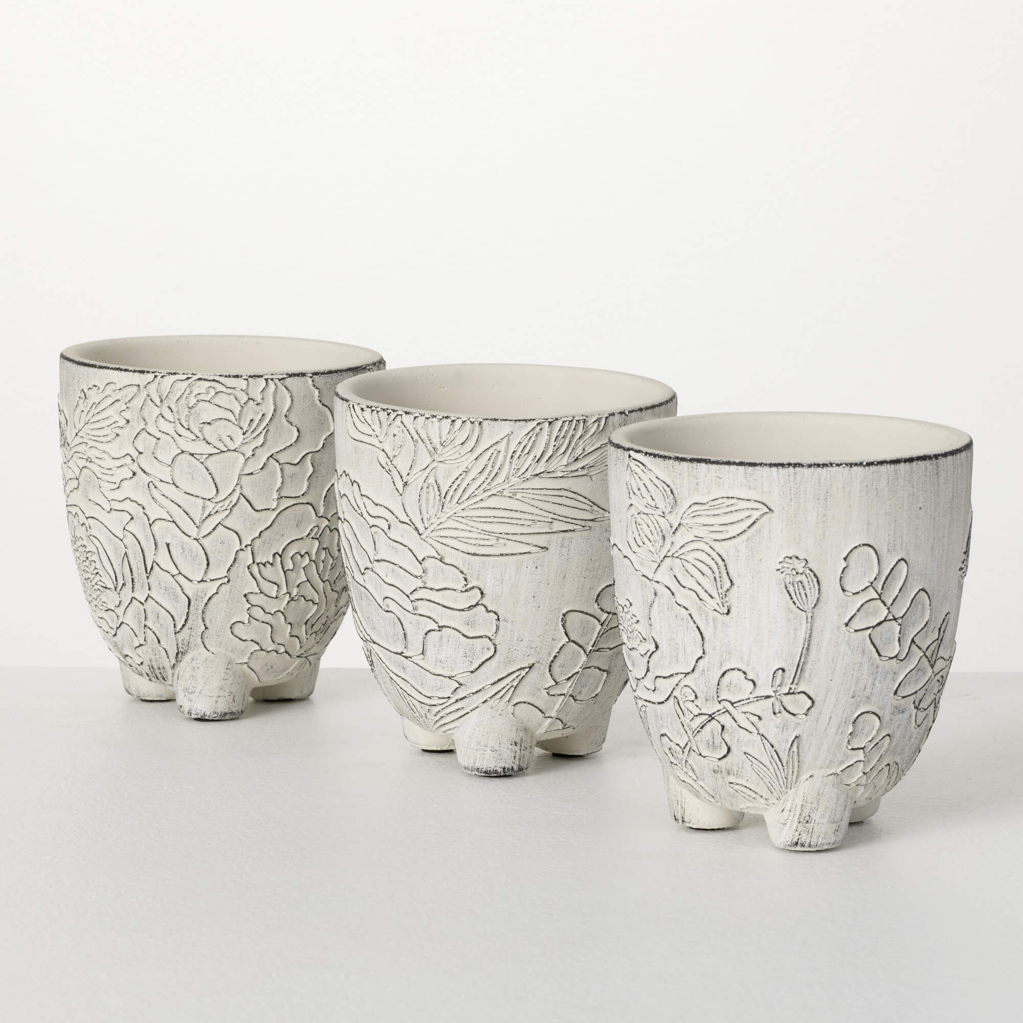 MEDIUM FLORAL LINE ART POTS