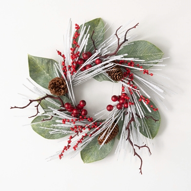 SNOWY LONG PINE & BERRY RING