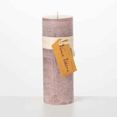 MAUVE TIMBER PILLAR CANDLE