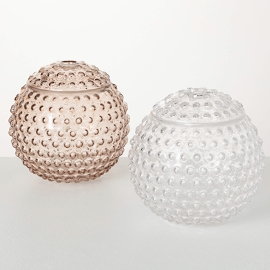 HOBNAIL ORB VASES WITH LIDS