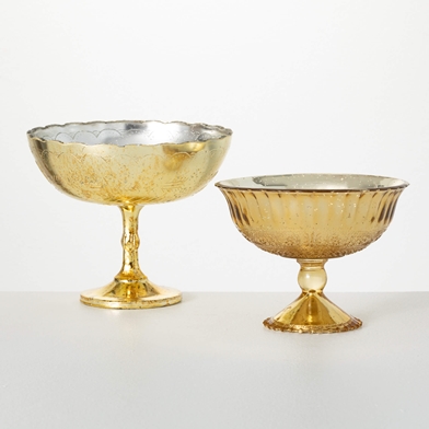 GOLD GLASS PEDESTAL GOBLET