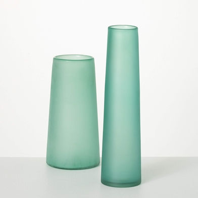 SEA GLASS MODERN VASE SET OF 2