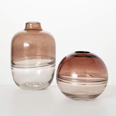 RETRO SWIRL GLASS VASE SET 2