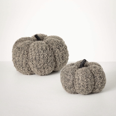 GRAY BOUCLE FALL PUMPKIN SET