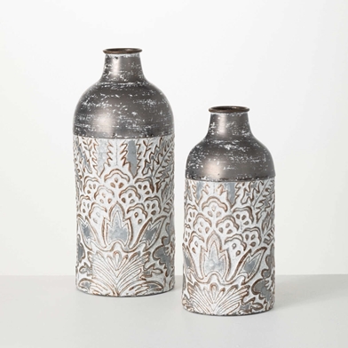 METAL BAROQUE PRINTED VASE SET