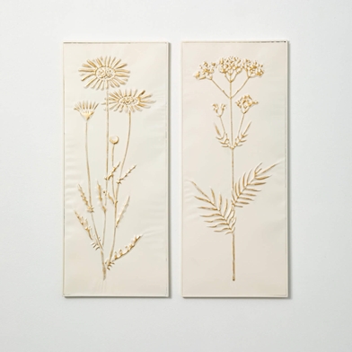 GOLD-BRUSHED BOTANICAL PANELS