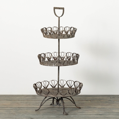 THREE-TIERED METAL PLANT STAND