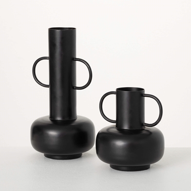 MODERN EBONY JUG VASE SET OF 2