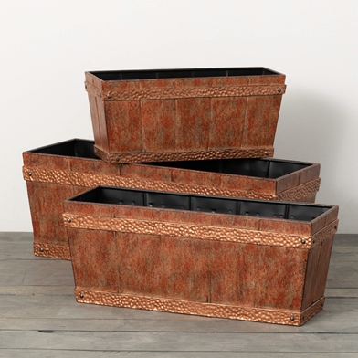 COPPER TRIM PLANTER BOX SET 3