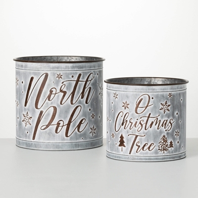 METAL CHRISTMAS PLANTER SET 2