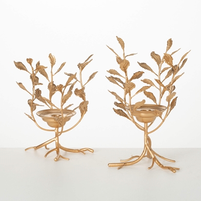 GOLD LEAF & VINE CANDLEHOLDERS