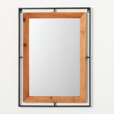 BLACK FRAMED WALNUT MIRROR