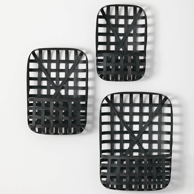 BLACK WALL BASKET SET OF 3