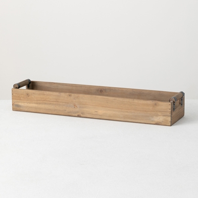 NATURAL WOOD BOX WITH HANDLES