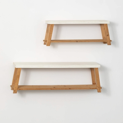 BENCH-SEAT-SHAPED WALL SHELF