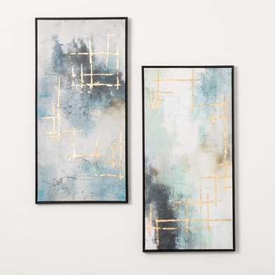 CONTEMPORARY BLUE WALL ART SET