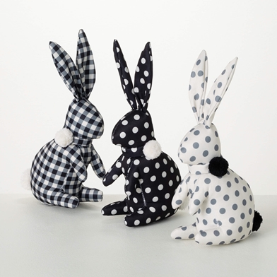 PATTERNED TEXTILE BUNNY TRIO