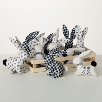 PATTERNED TEXTILE BUNNY TRIO