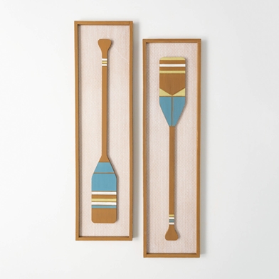 WOOD PADDLE WALL DECOR SET 2