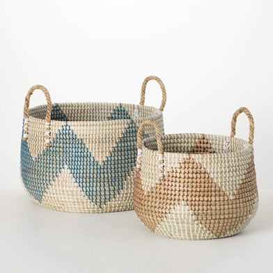 ZIGZAG WOVEN BASKET SET OF 2