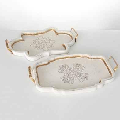 CHINOISERIE WOOD TRAY SET