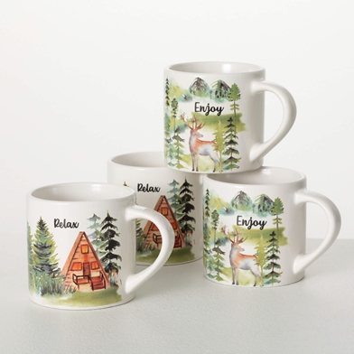 RUSTIC CABIN MUGS SET