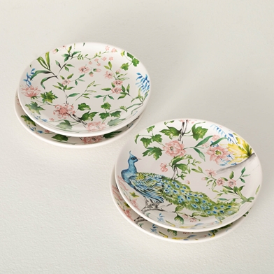 PEACOCK & FLORAL SNACK PLATES