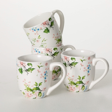 PEACOCK & FLORAL MUG SET OF 4