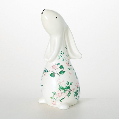 PEACOCK & FLORAL BUNNY FIGURE