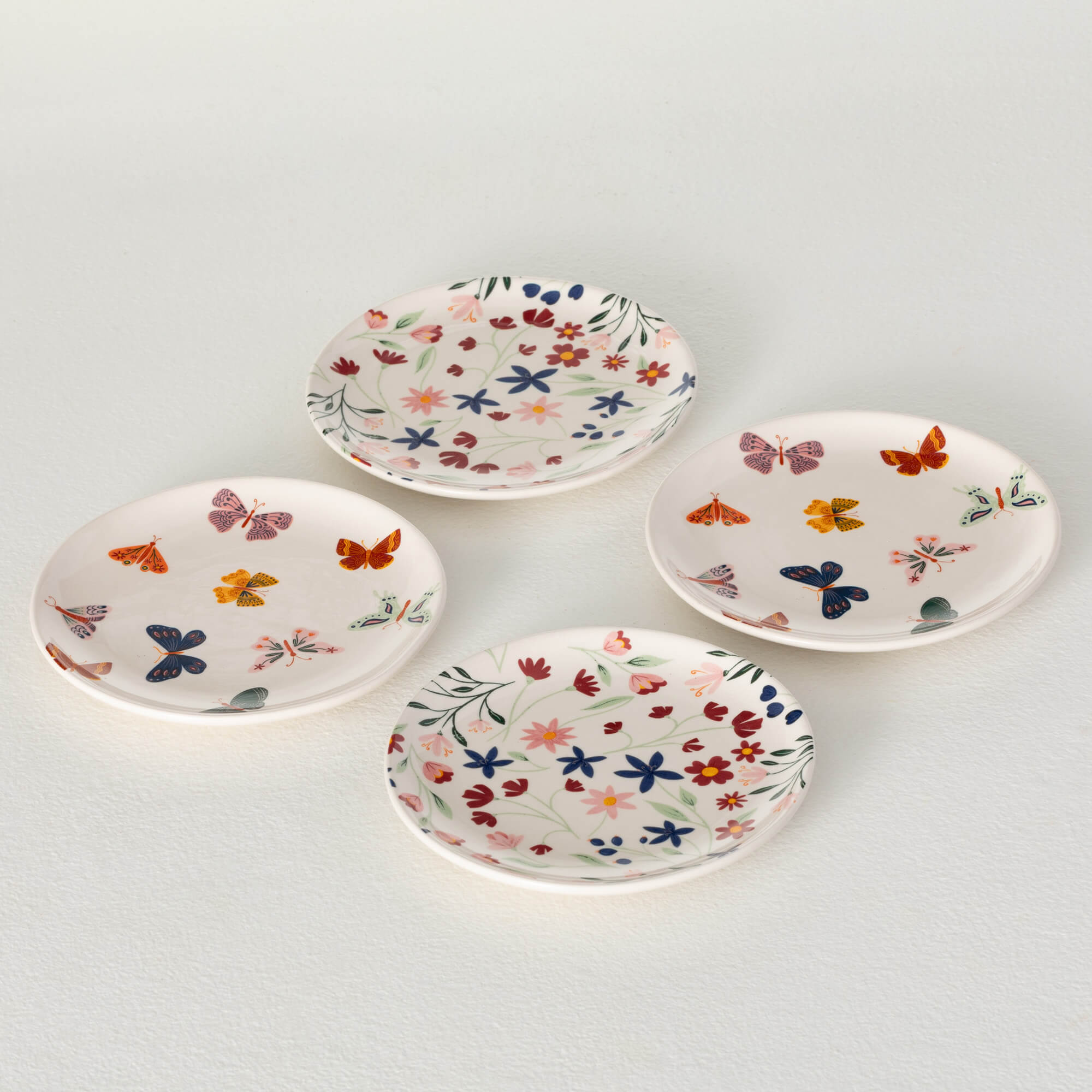 BUTTERFLY FLORAL PLATE Set 4