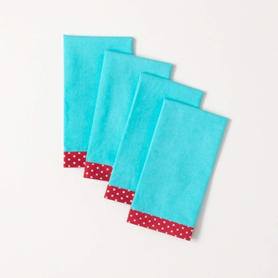 POLKA DOT TRIMMED NAPKIN SET 4