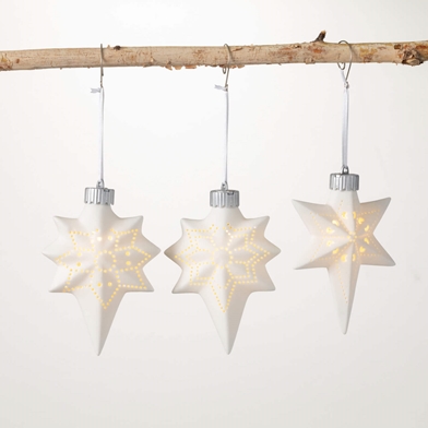 LED CERAMIC SNOWFLAKE SET OF 3