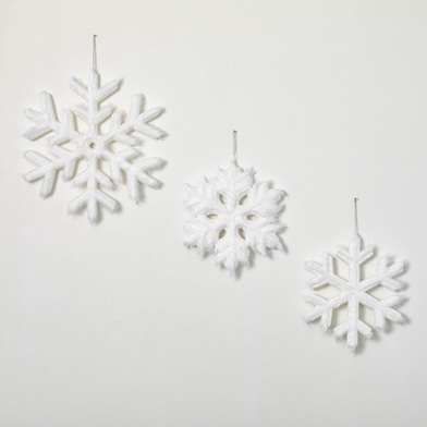 FAUX FUR SNOWFLAKE ORNAMENTS